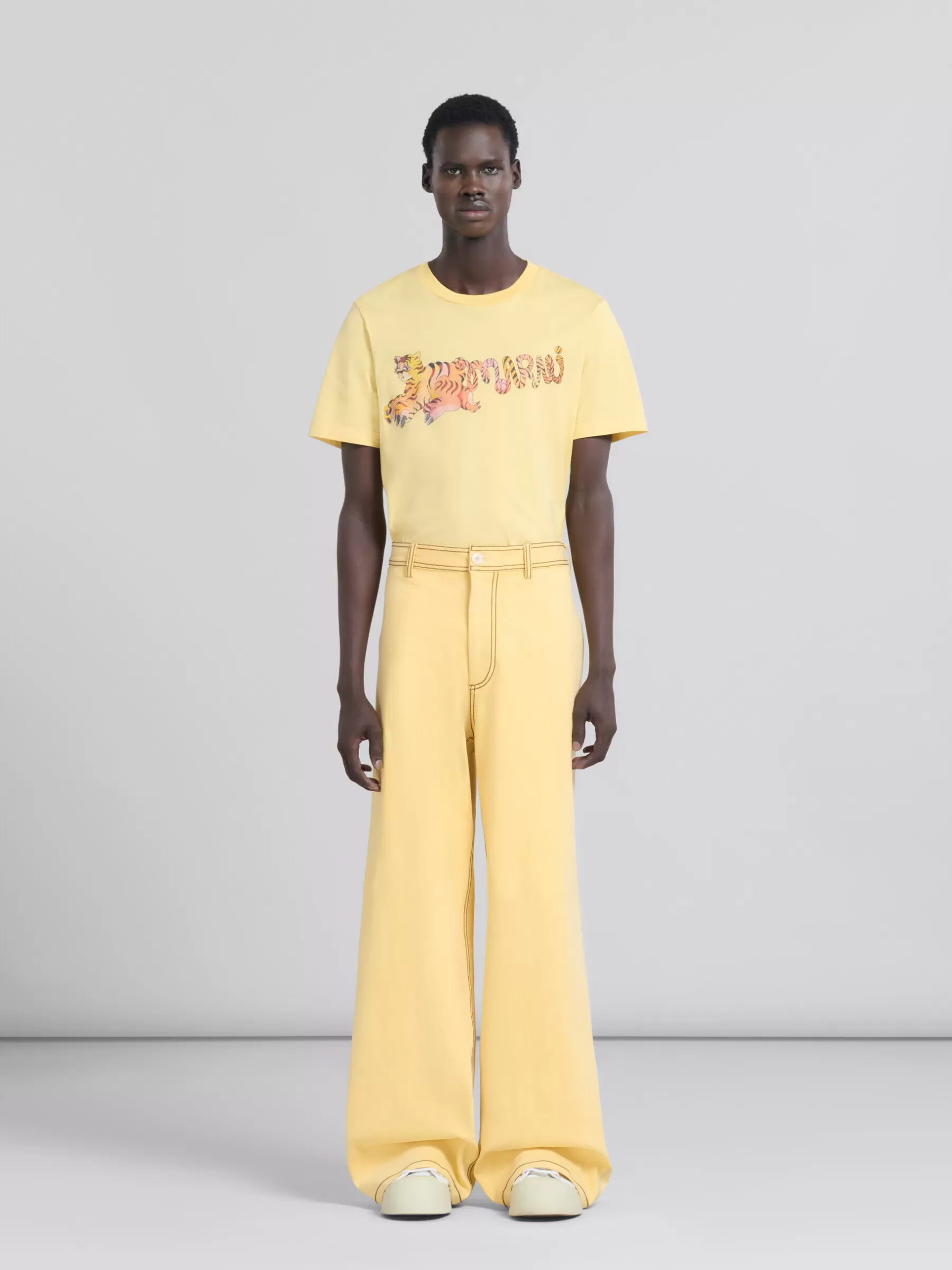 Marni Yellow Organic Denim Trousers With Contrast Stitching CITRUS Best Sale