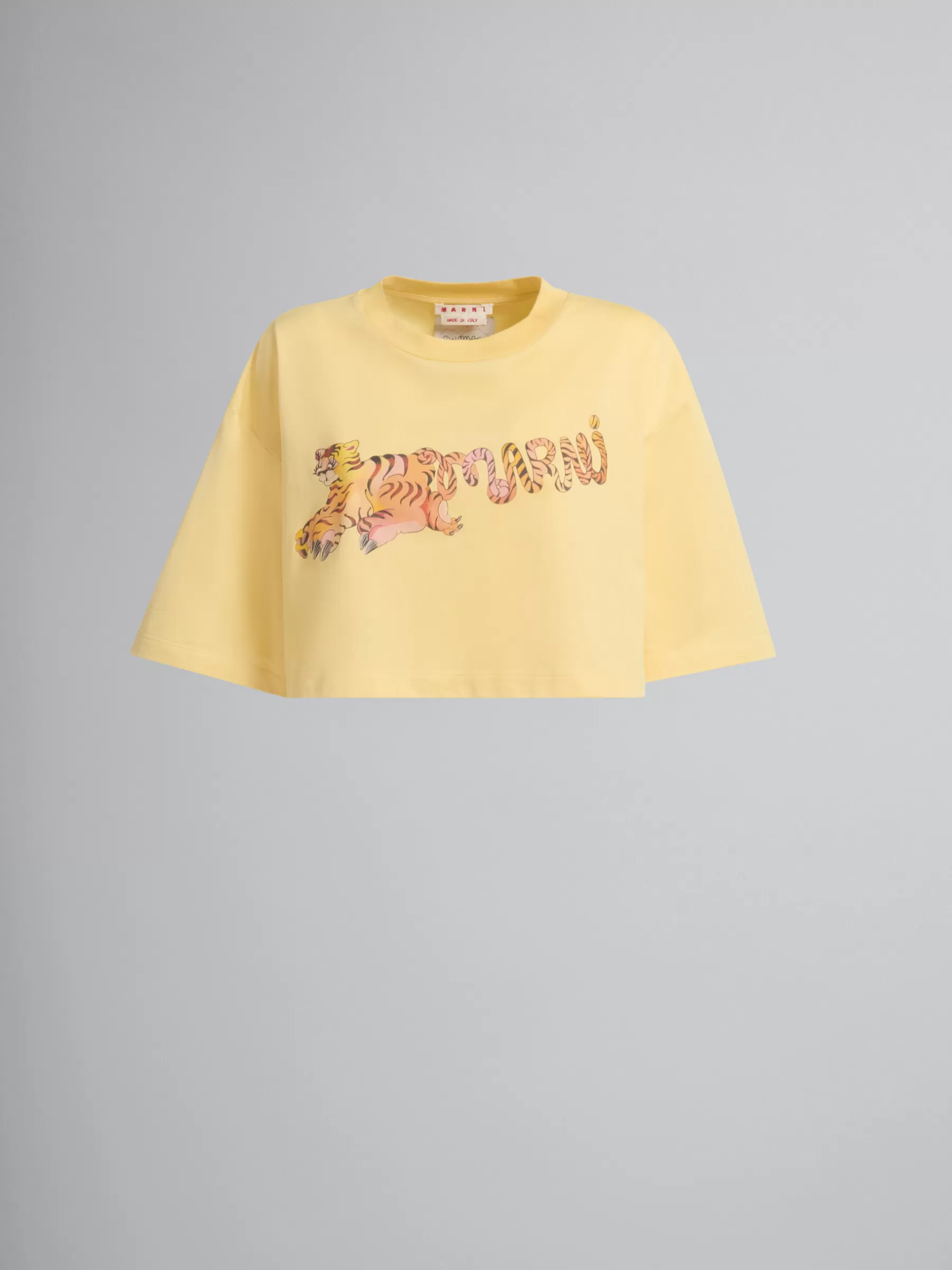 Marni Yellow Organic Jersey Cropped T-shirt With Print CITRUS Hot