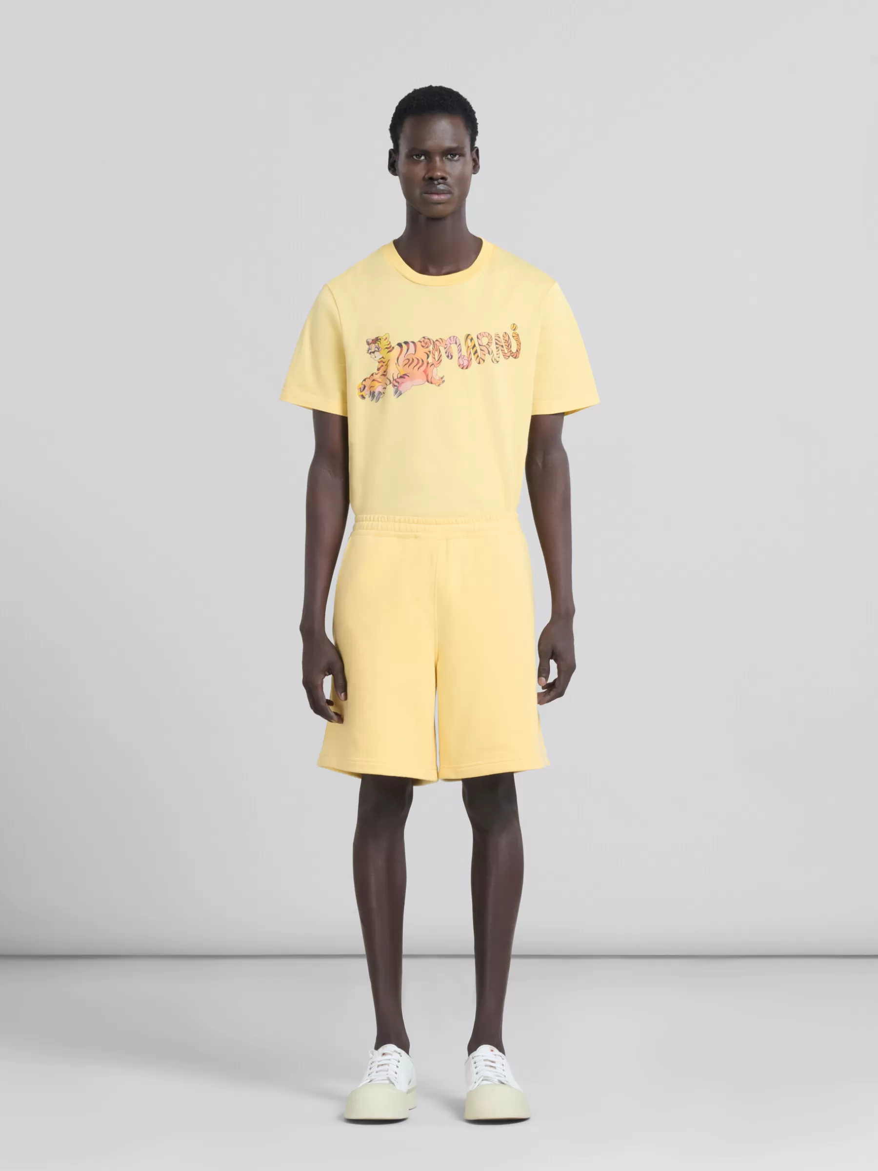 Marni Yellow Organic Jersey Sweat Shorts With Mending CITRUS Flash Sale