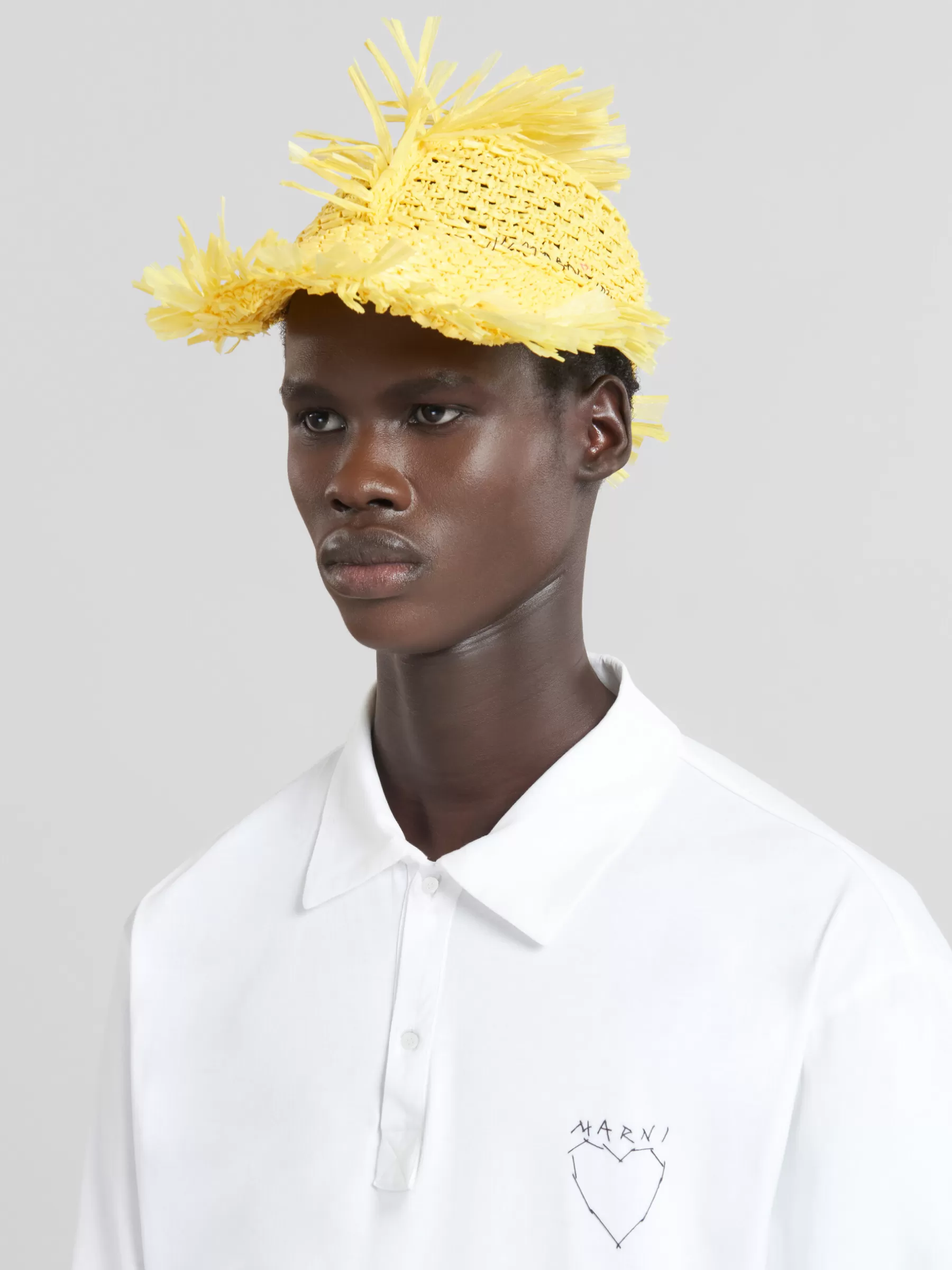 Marni Yellow Raffia-effect Baseball Cap LEMON Cheap