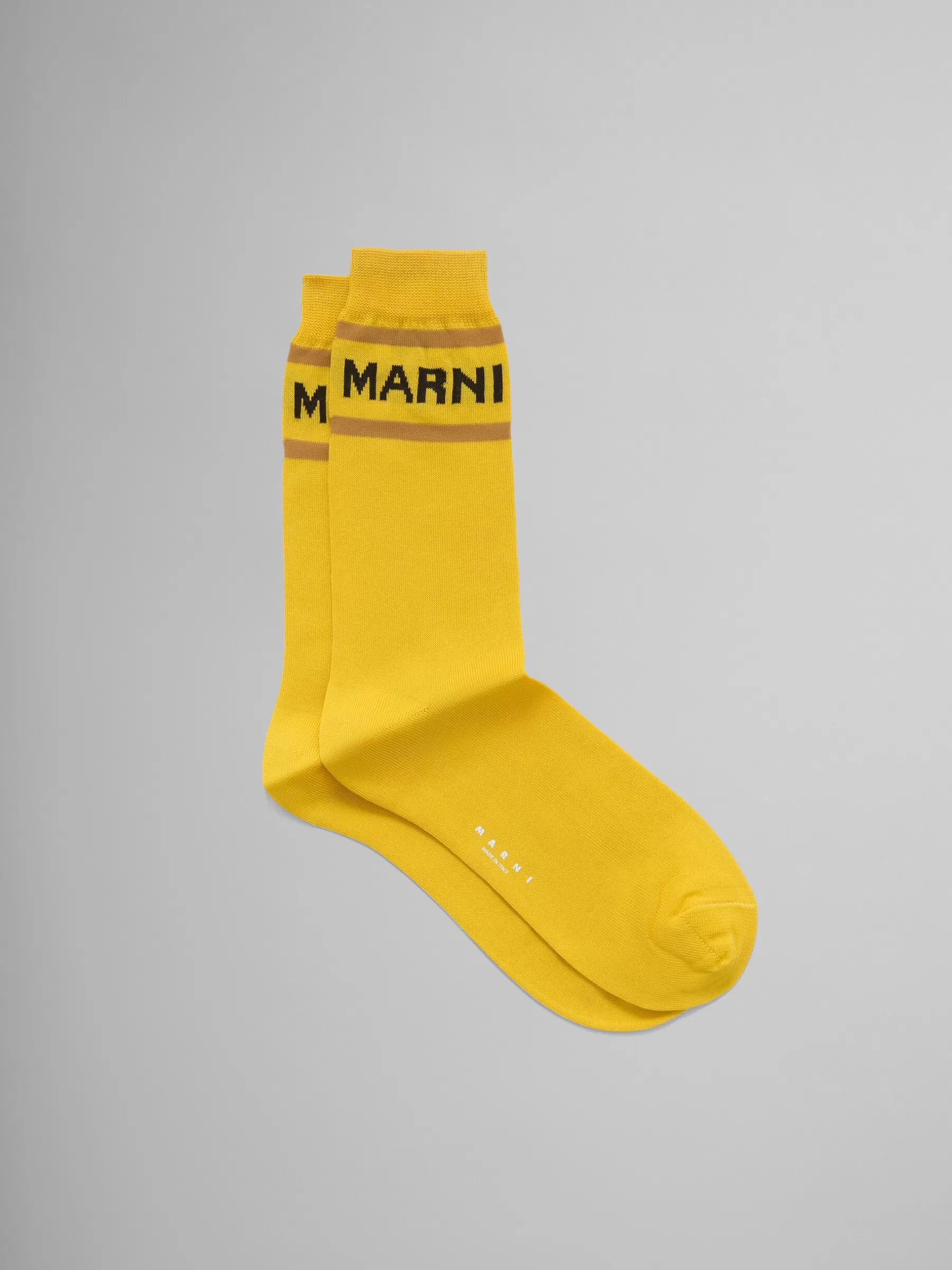 Marni Yellow Socks With Logo Cuffs SAFFRON Outlet